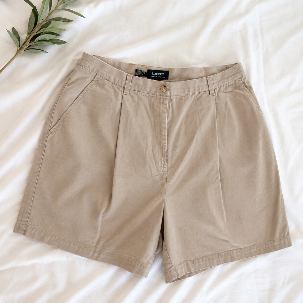 Ralph Lauren Khaki Bermuda Shorts Classic Country Club Style Preppy Coastal 14W